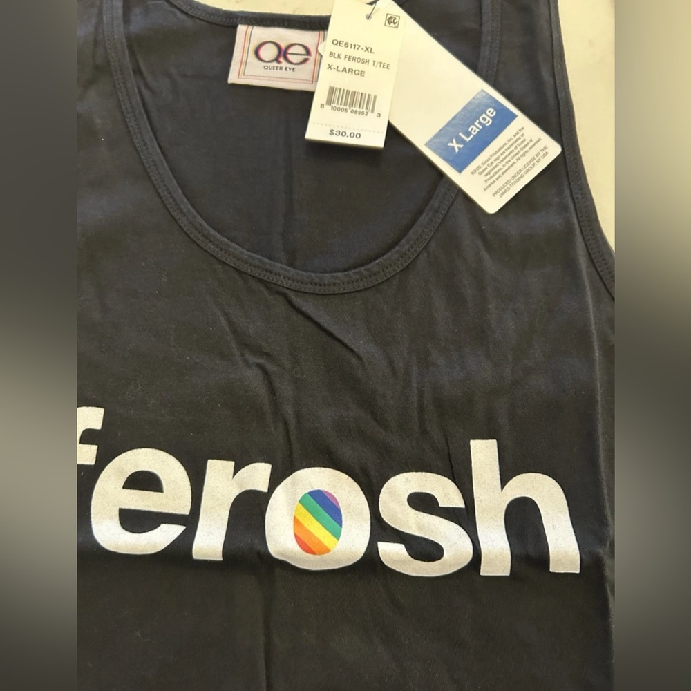 Queer Eye Pride Tank T-shirt Sleeveless XL Cotton LGBTQ Black Ferosh Rainbow‎